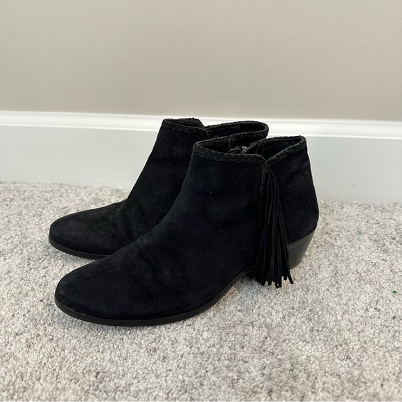 Sam Edelman Paige Black Fringe Ankle Boots - Picture 4 of 11